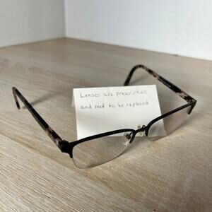 Prada VPR61X ROU-1O1 Eyeglasses Black Brown Havana Half Rim 54-17-145 Italy